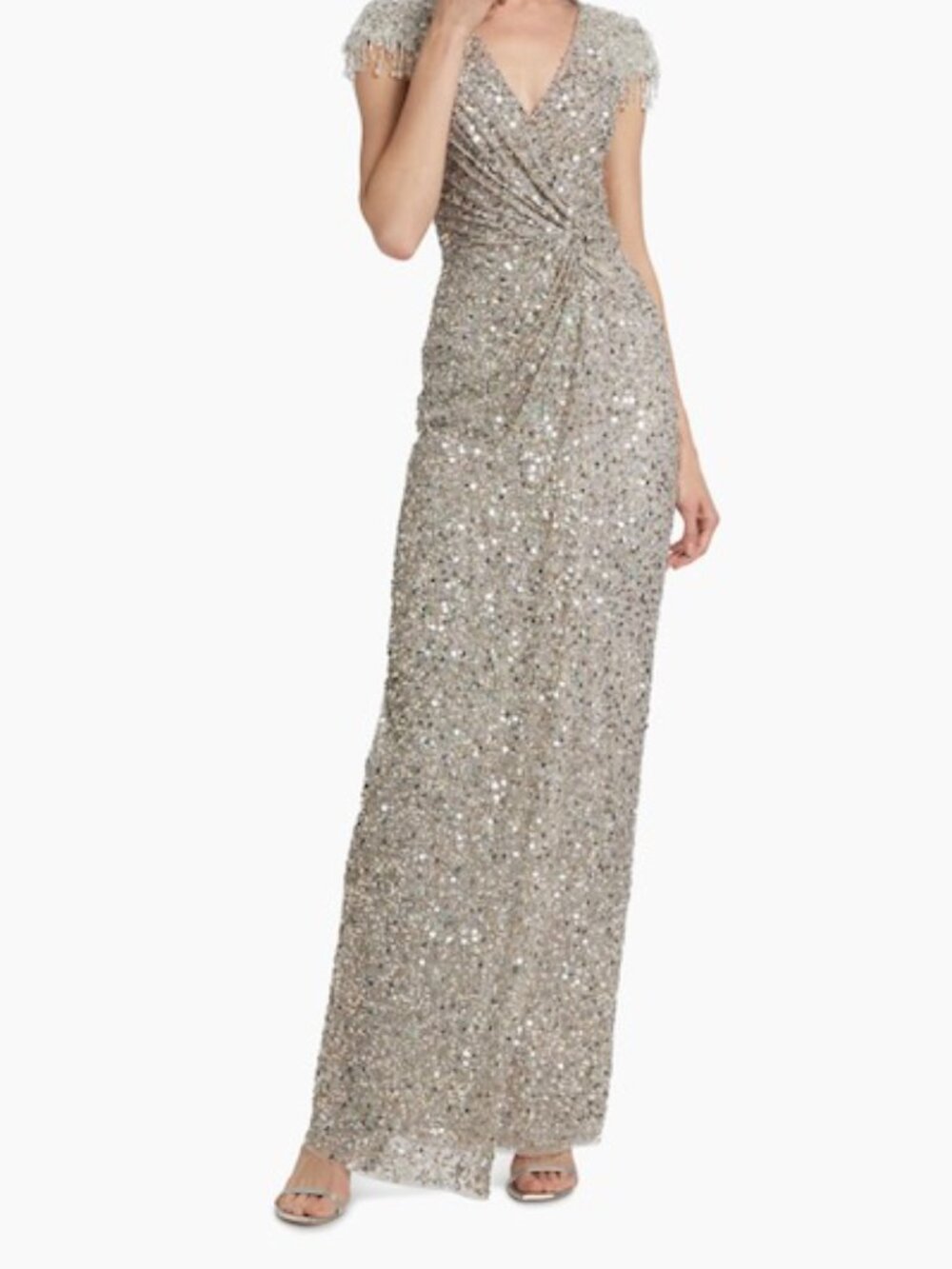 jenny packham wonderful beaded wrap column evening gown in ammonite 14 UK/ 10US